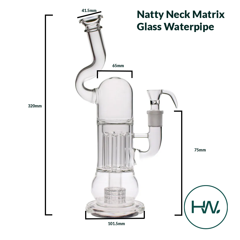 Natty Neck Matrix Glass Waterpipe - Herbware, Melbourne Australia