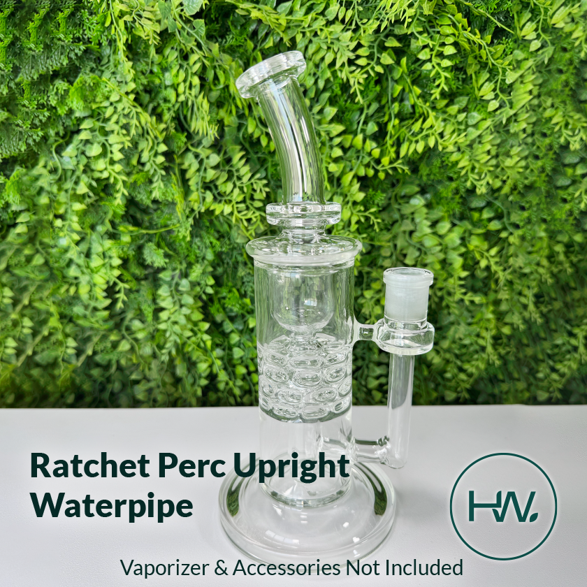 Ratchet Perc Upright Glass Waterpipe - Herbware, Melbourne Australia
