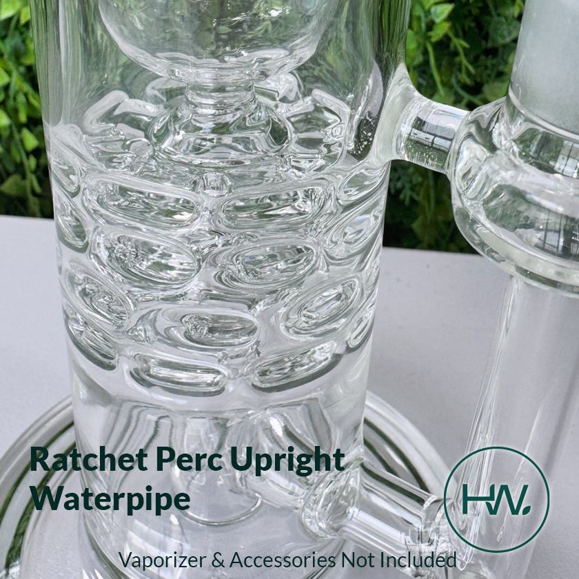 Ratchet Perc Upright Glass Waterpipe - Herbware, Melbourne Australia