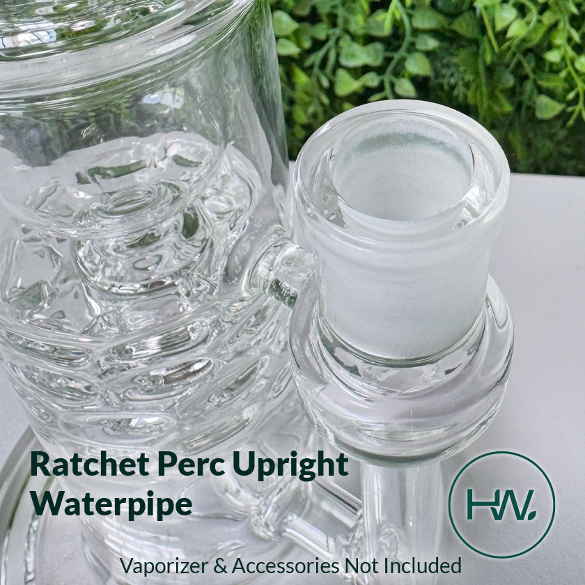 Ratchet Perc Upright Glass Waterpipe - Herbware, Melbourne Australia
