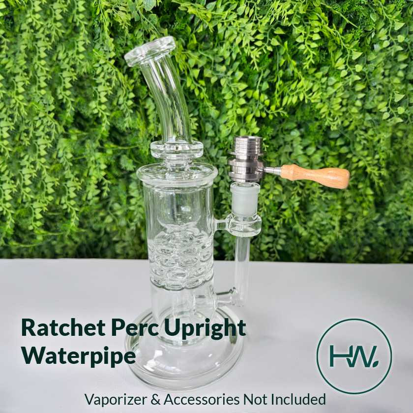 Ratchet Perc Upright Glass Waterpipe - Herbware, Melbourne Australia