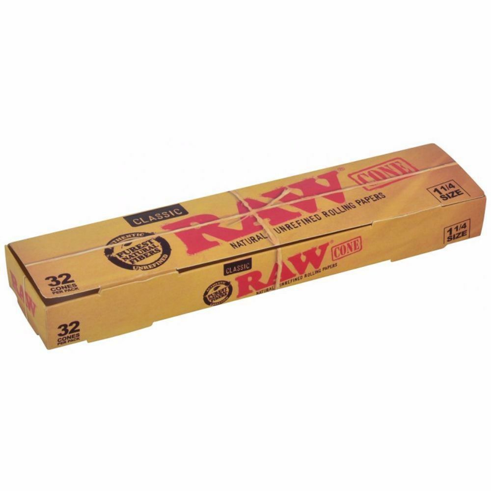 RAW Classic Pre-Rolled Cone 1 ¼ Size - 32 Pack - Herbware, Victoria Australia