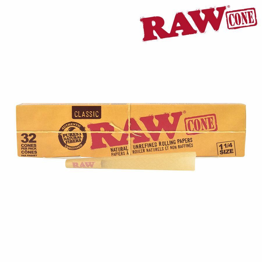 RAW Classic Pre-Rolled Cone 1 ¼ Size - 32 Pack - Herbware, Victoria Australia
